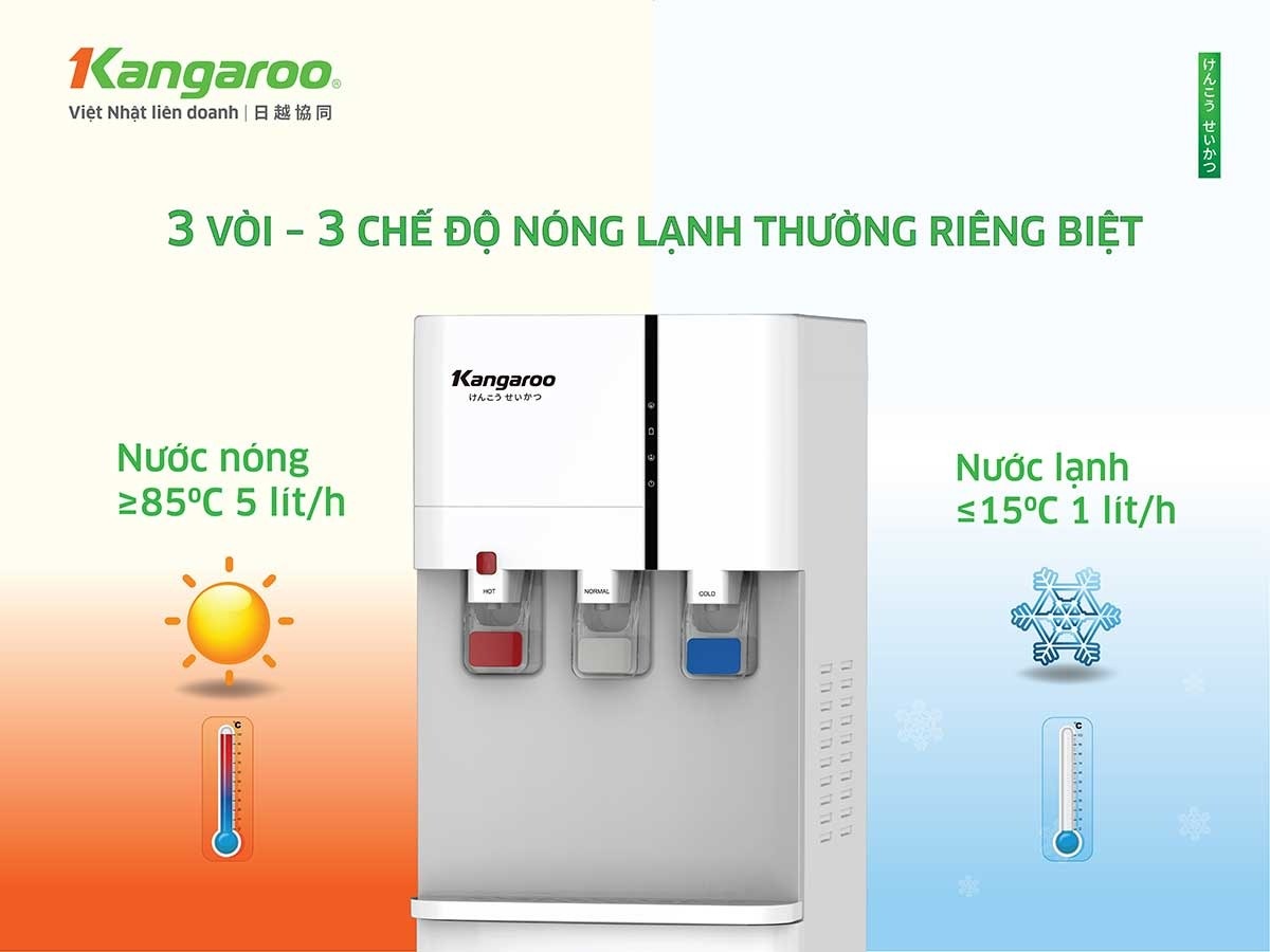Cây nước nóng lạnh Kangaroo 3 vòi KG59A3 giải pháp tiện nghi, hiện đại cho mọi không gian sống