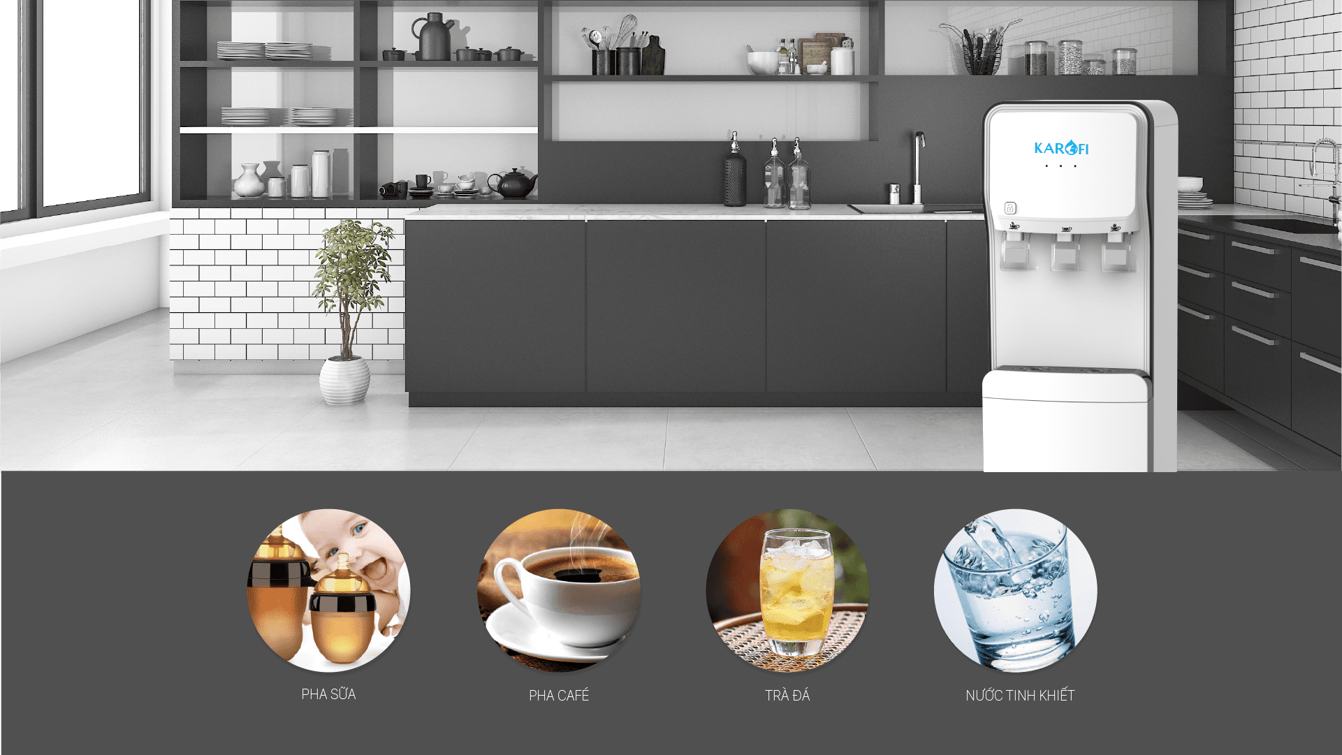 Cây nước nóng lạnh Karofi 3 vòi HC18 nâng tầm tiện nghi cho căn bếp hiện đại