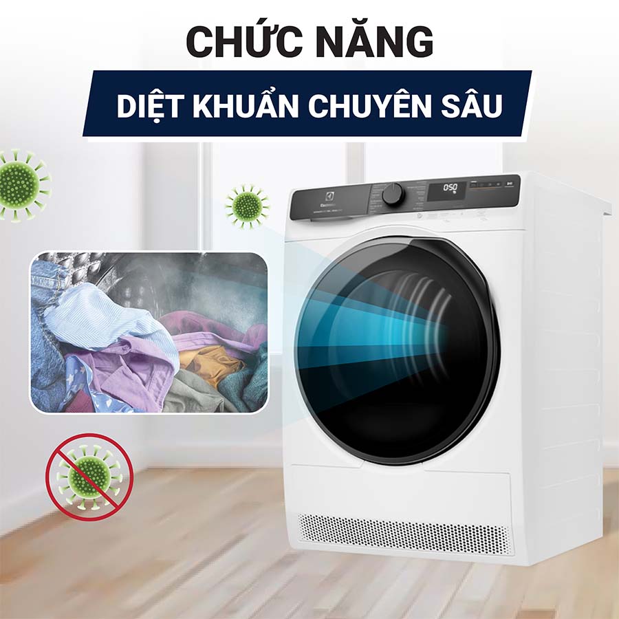 Máy sấy quần áo Electrolux 9kg EDH903R7WC sự lựa chọn thông minh cho mọi gia đình