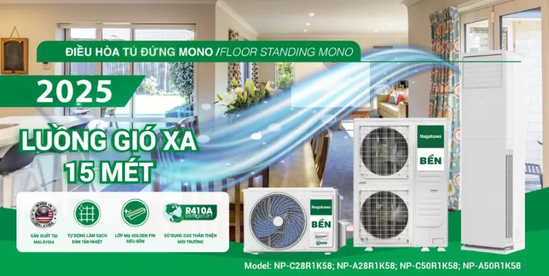 Tư vấn chọn điều hòa cây Nagakawa 28000btu 1 chiều NP-C28R1K58 phù hợp cho không gian nào?