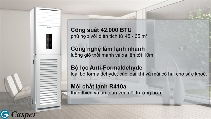 Khám phá những ưu  điểm nổi bật trên điều hòa cây Casper 48000btu FC-48TL22 mà bạn  chưa biết