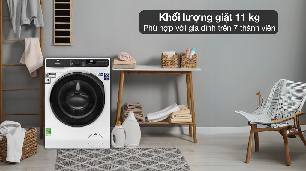 Giặt nhiều quần áo hơn, ít lần hơn với máy giặt Electrolux 11kg EWF1143R7WC