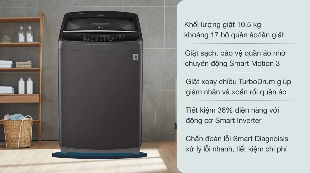 Những chiếc máy giặt LG lồng đứng được dùng phổ biến ở mọi gia đình 