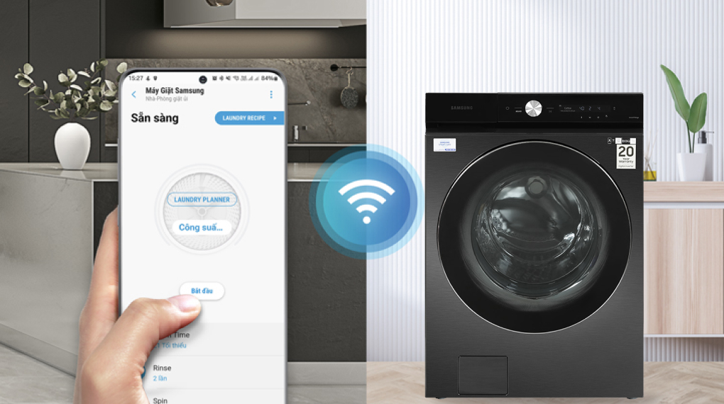 Máy giặt samsung 24Kg lồng ngang WF24B9600KV/S cao cấp khối lượng giặt khổng lồ giá thành hợp lý 