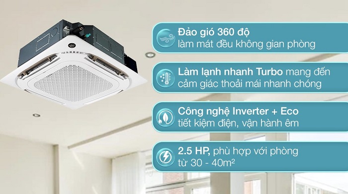 Đầu tư hiệu quả cho không gian lớn với điều hòa âm trần Midea 24000Btu MCD1-28CRN8