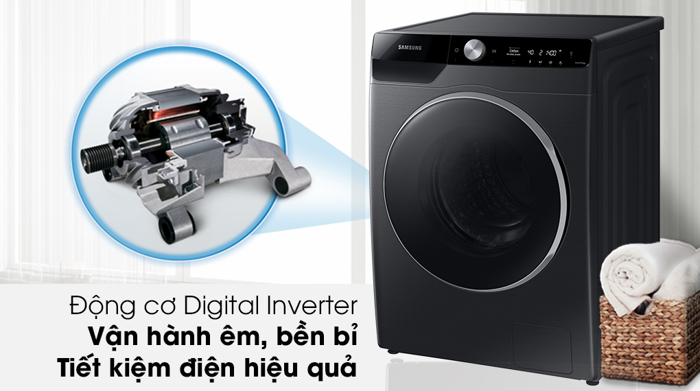 Máy giặt samsung cửa ngang WW10TP44DSB/SV giặt nhanh mà tiết kiệm điện, tiết kiệm nước 