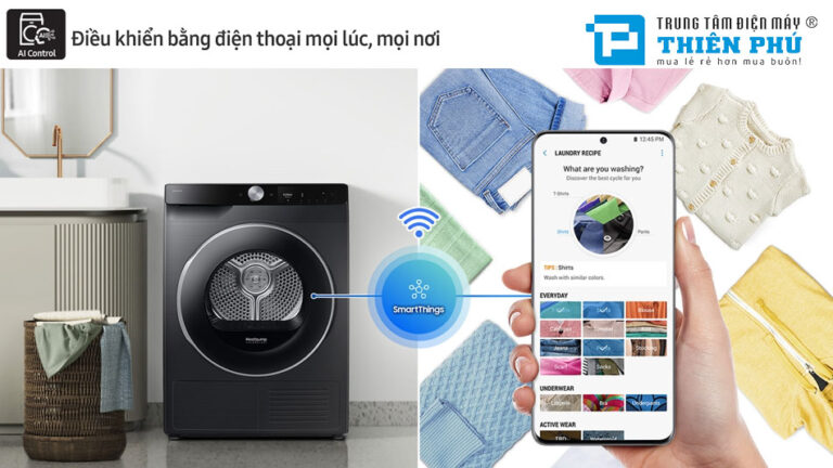 Công nghệ hiện đại tiên tiến được ứng dụng trong máy sấy quần áo Samsung DV90T6240LB/SV