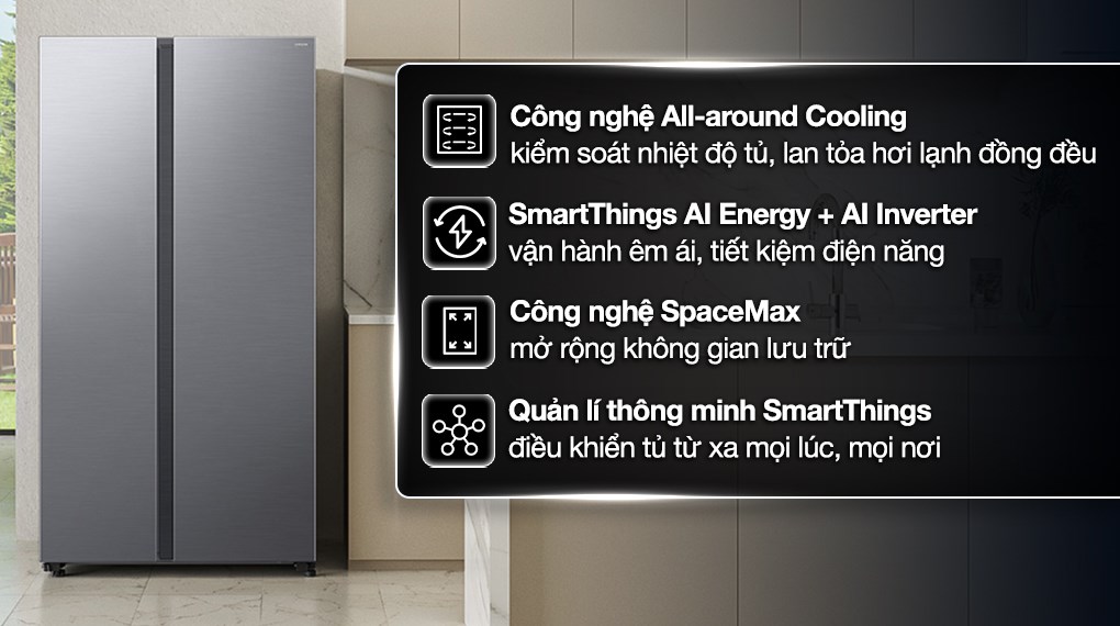 Tủ lạnh Samsung RS70F65Q3TSV dung tích lớn với nhiều ưu điểm vượt trội