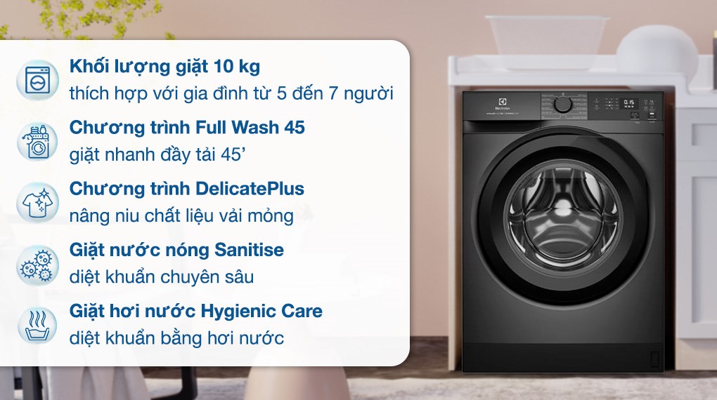 Cách sử dụng máy giặt electrolux 10Kg EWF1024D3SC cho tiết kiệm điện, tiết kiệm nước