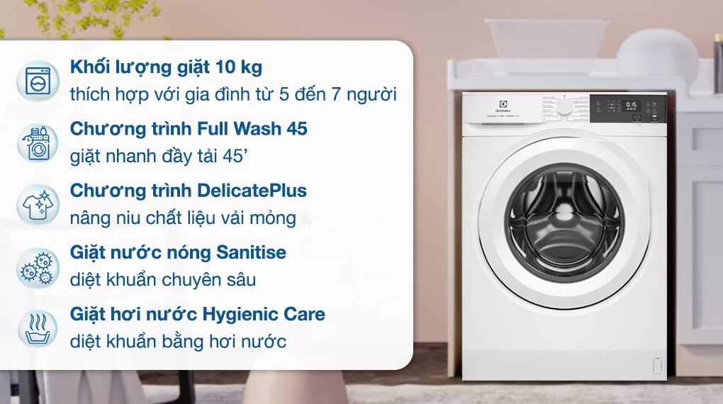 Máy giặt Electrolux 10Kg EWF1024D3WC - Đồng hành cùng gia đình bạn mỗi ngày 