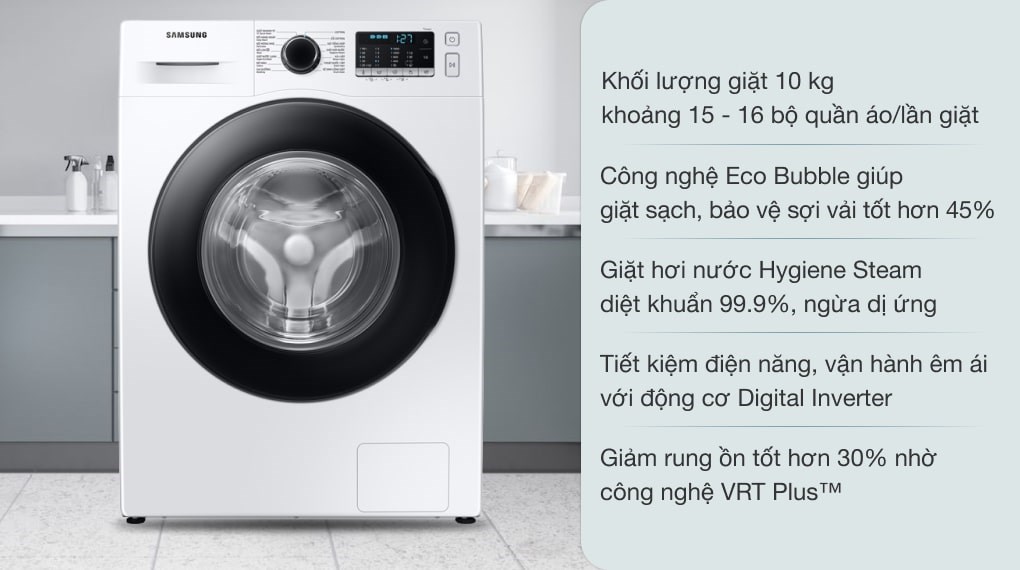 Máy giặt samsung 10kg WW10DG6U34LESV - Đỉnh cao giặt sạch, tiết kiệm và êm ái mỗi ngày