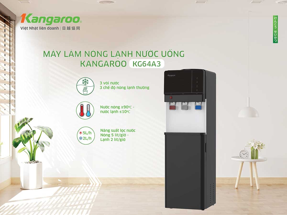 Cây nước nóng lạnh Kangaroo 3 vòi KG64A3 đỉnh cao công nghệ, tiện nghi cuộc sống hiện đại