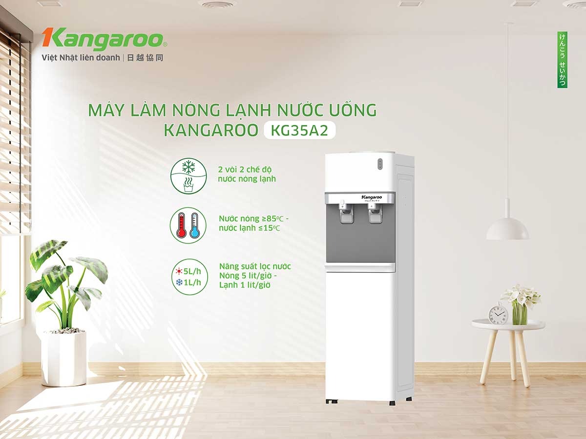 Cây nước nóng lạnh Kangaroo 2 vòi KG35A2 giải pháp công nghệ thông minh cho mọi gia đình