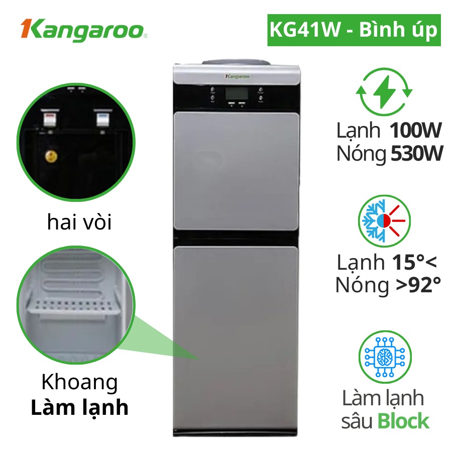 Cây nước nóng lạnh Kangaroo 2 vòi KG41W giải pháp nước uống nóng lạnh đa năng cho mọi không gian
