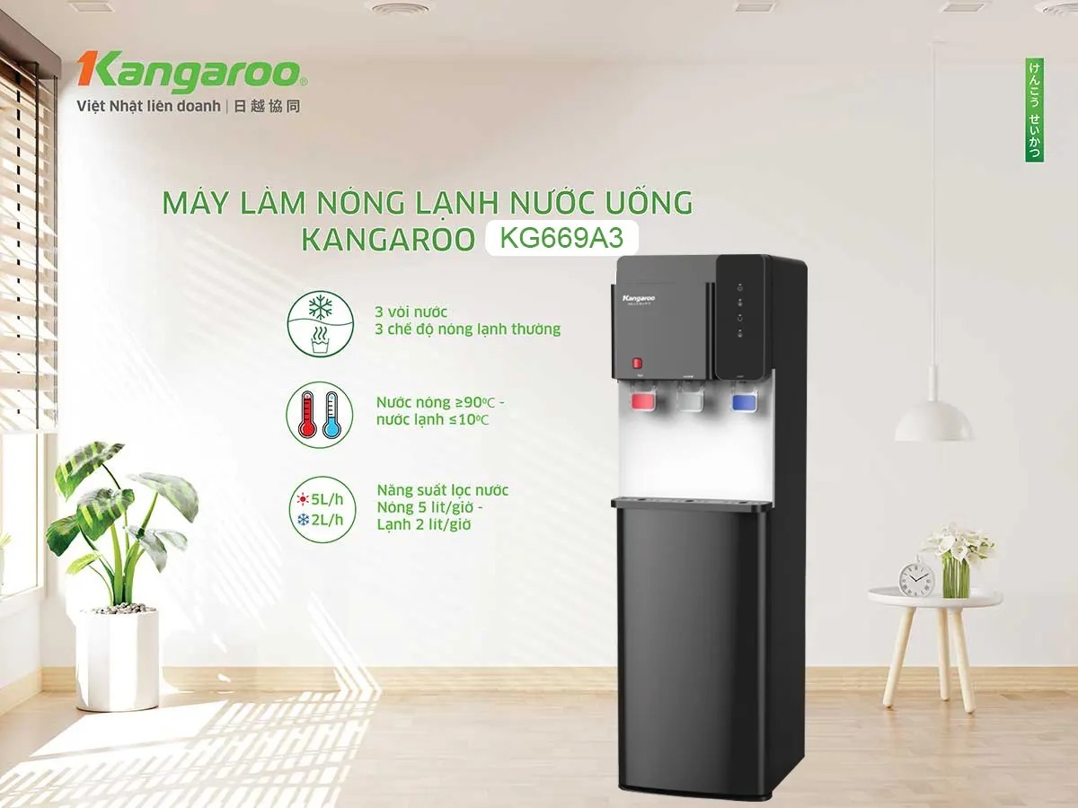 Cây nước nóng lạnh Kangaroo 3 vòi KG699A3 sự kết hợp hoàn hảo giữa công nghệ và thực tế