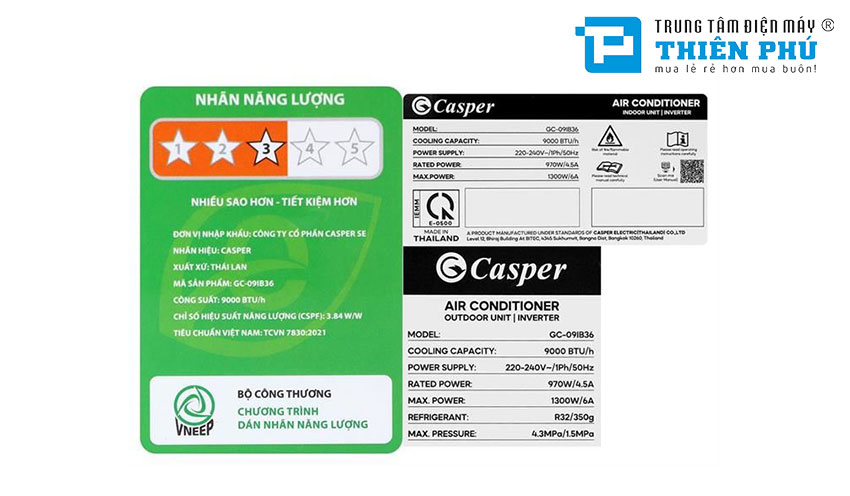 So sánh điều hòa Casper JC-09IU36 và GC-09IB36 có gì khác biệt khi có cùng mức giá 5 triệu?