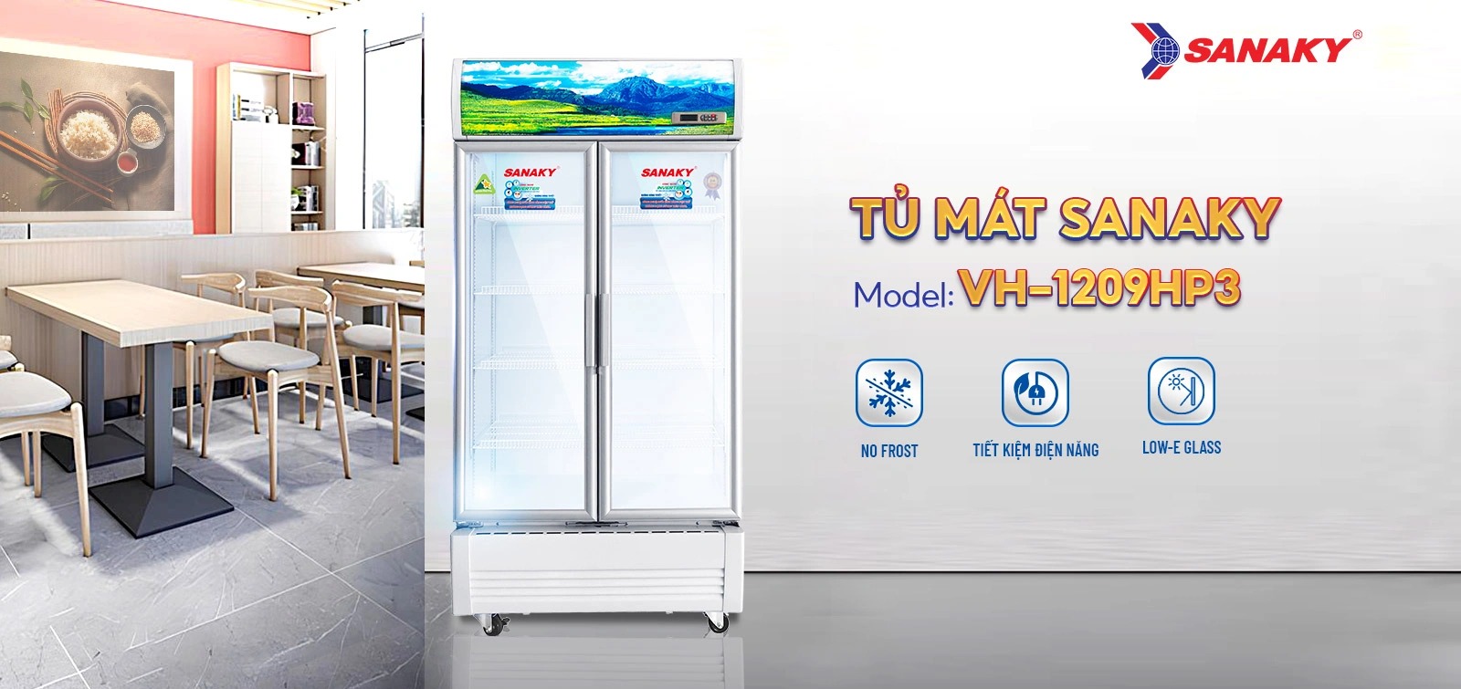 Tủ mát Sanaky Inverter 2 cánh VH-1209HP3 mang tới nhiều tiện nghi cho hộ kinh doanh