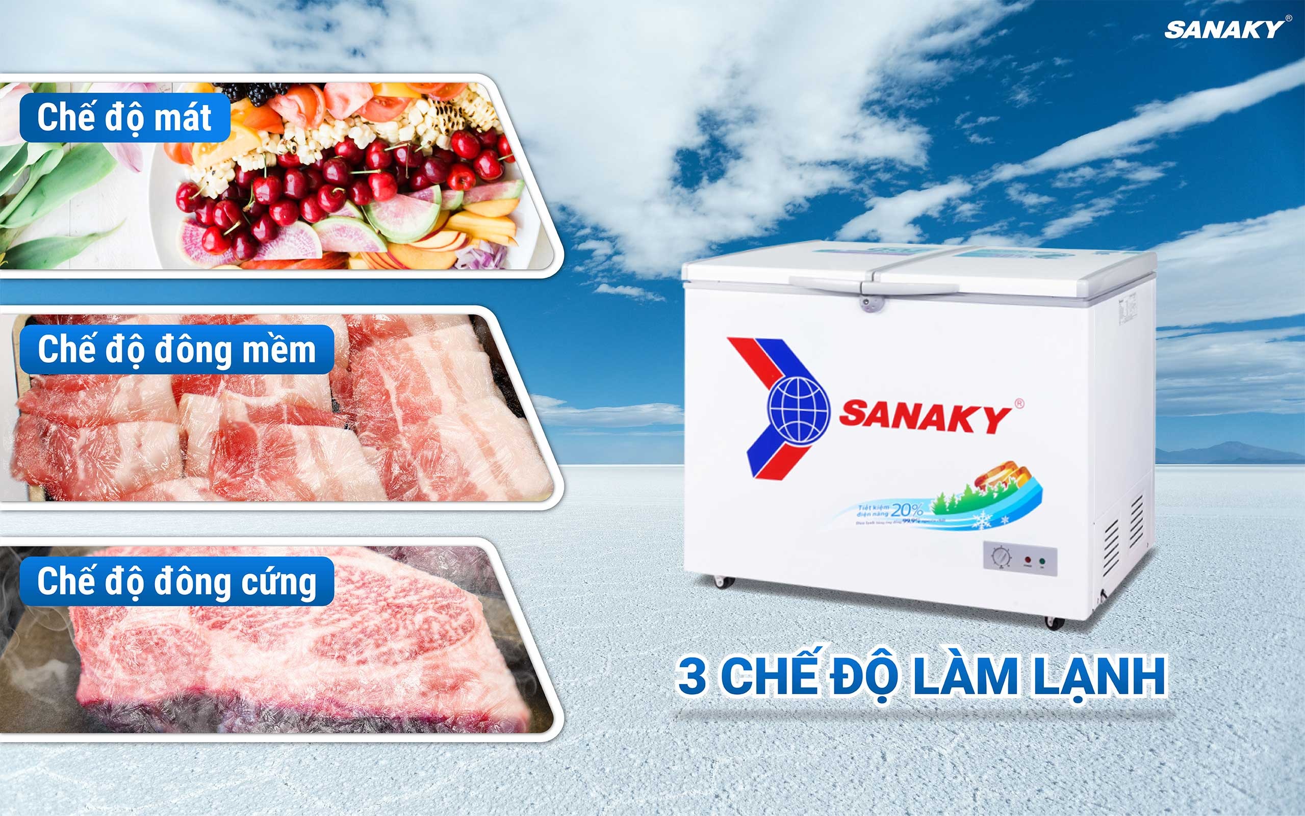 Tủ đông Sanaky 1 ngăn VH-2899A1, lựa chọn giúp đem lại cho bạn thực phẩm tươi ngon hơn