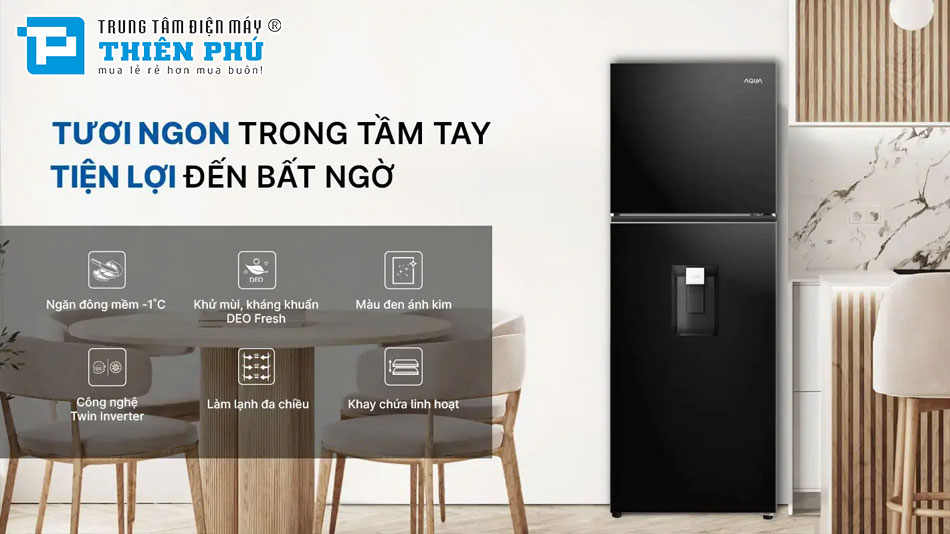 Tủ Lạnh Aqua Inverter 236 Lít AQR-T265FA(WFB)