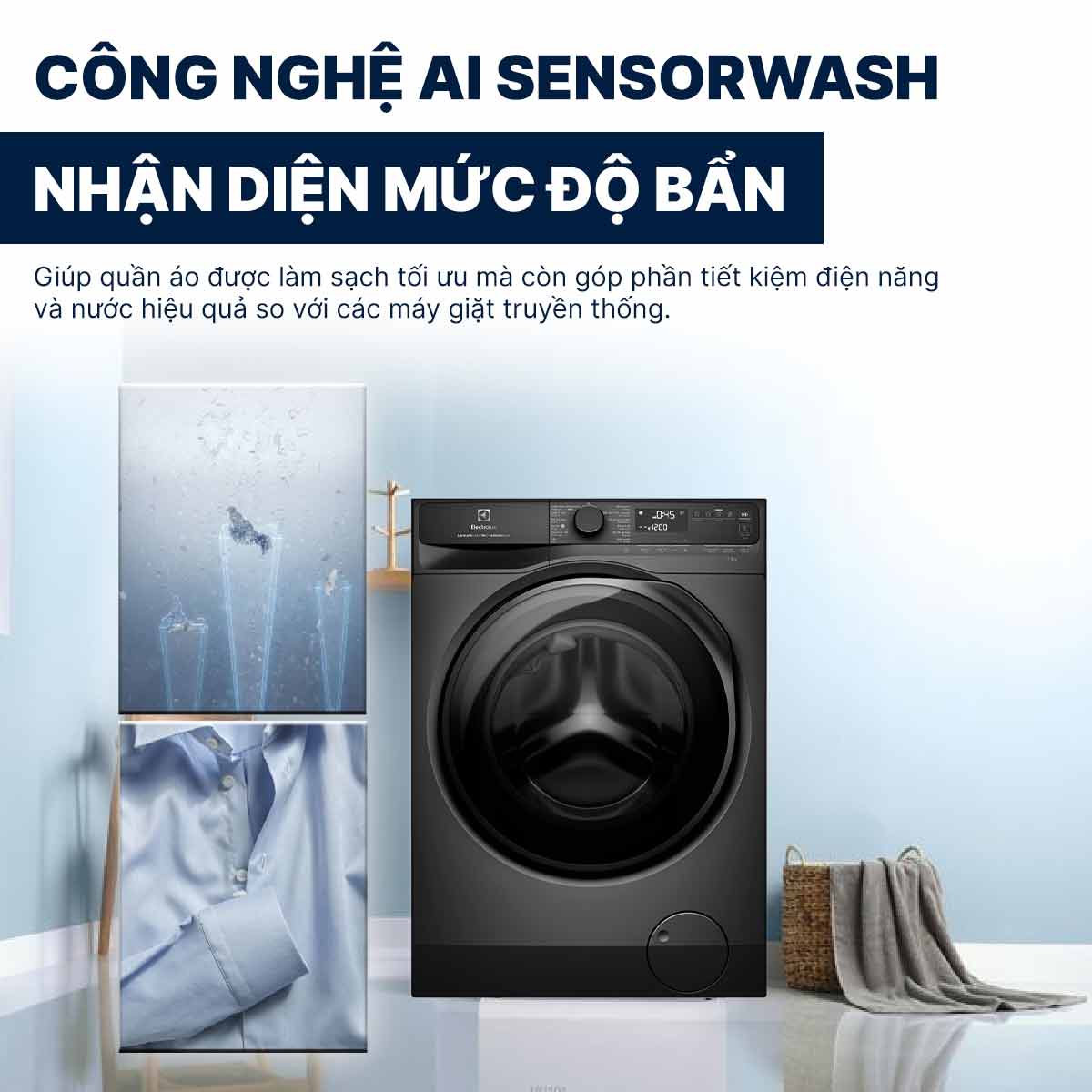 Giặt sạch sâu – tiết kiệm điện: Công nghệ tiên tiến chỉ có ở máy giặt electrolux 10Kg EWF1043R7SC