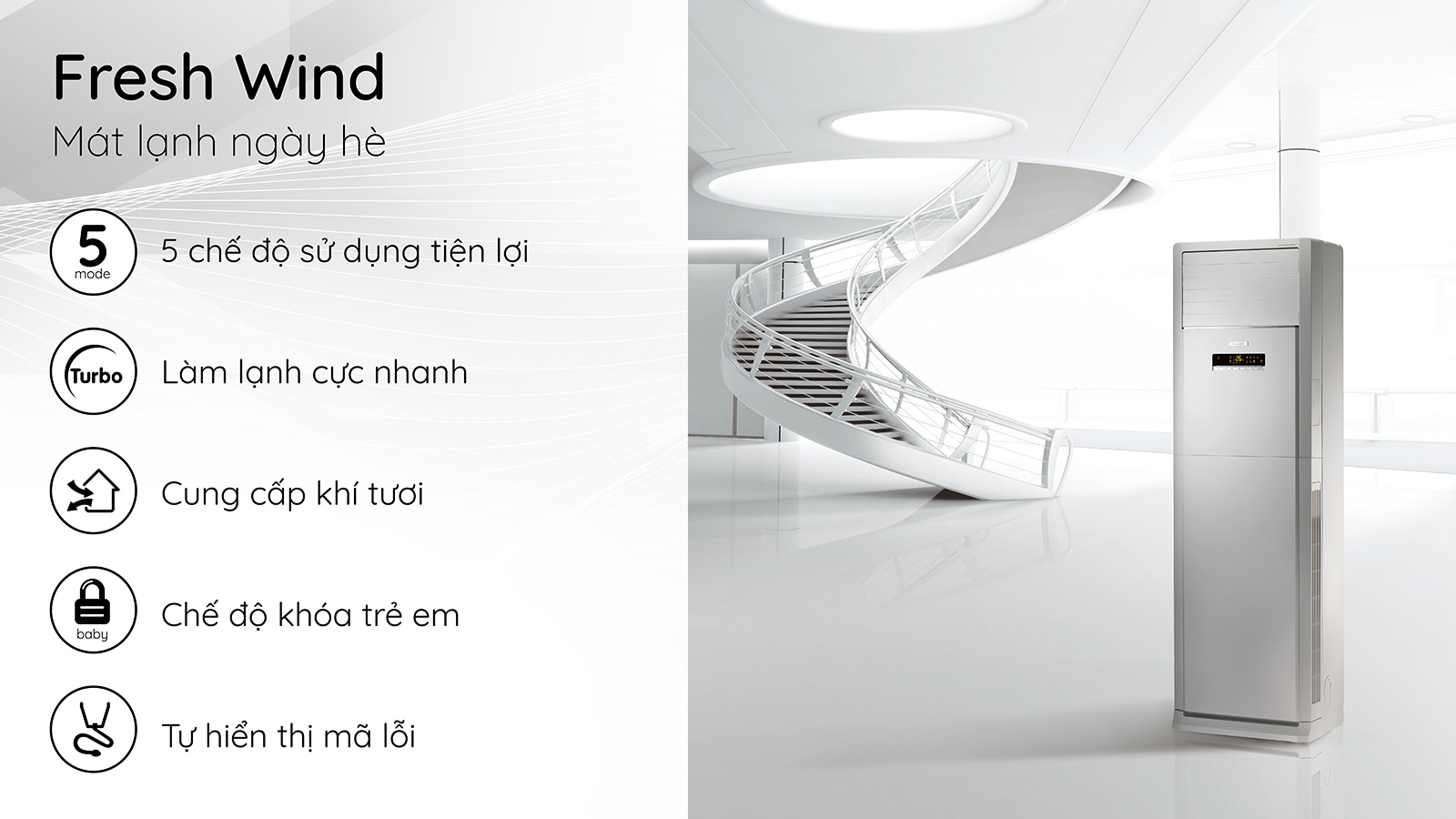Tối ưu hóa không gian lớn với điều hòa cây Gree 1 chiều GVC42ALXH-M6NNC7B