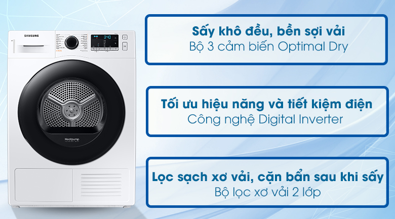 Đánh giá ưu nhược điểm trên máy sấy quấn áo samsung 9Kg DV90TA240AE/SV