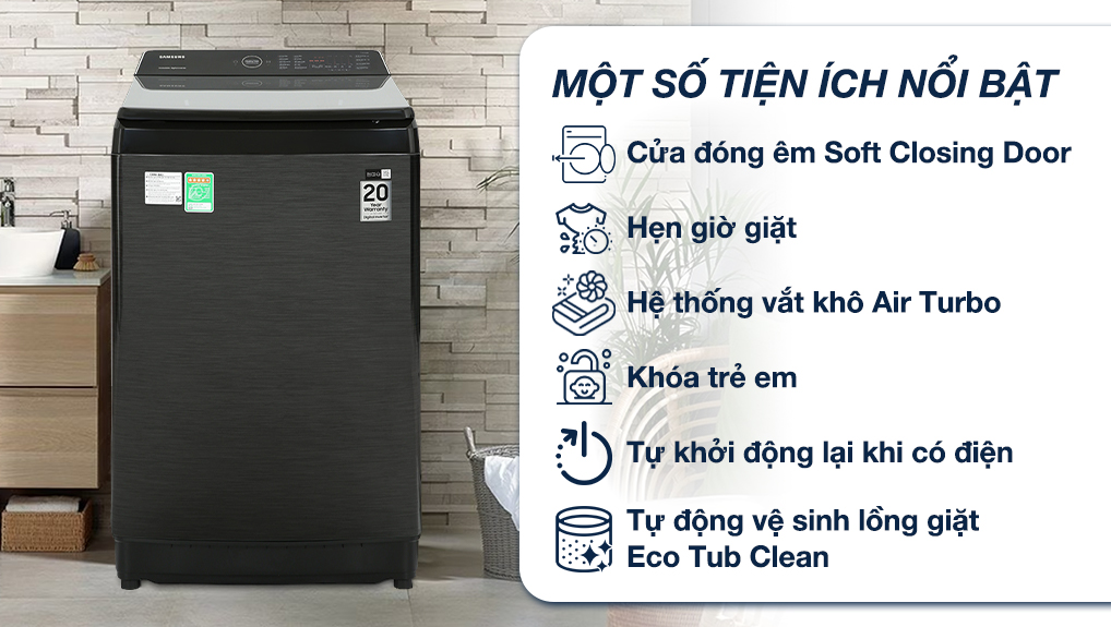 Vì sao máy giặt samsung 12Kg WA12CG5745BV/SV lại có độ bền cao và tiết kiệm 