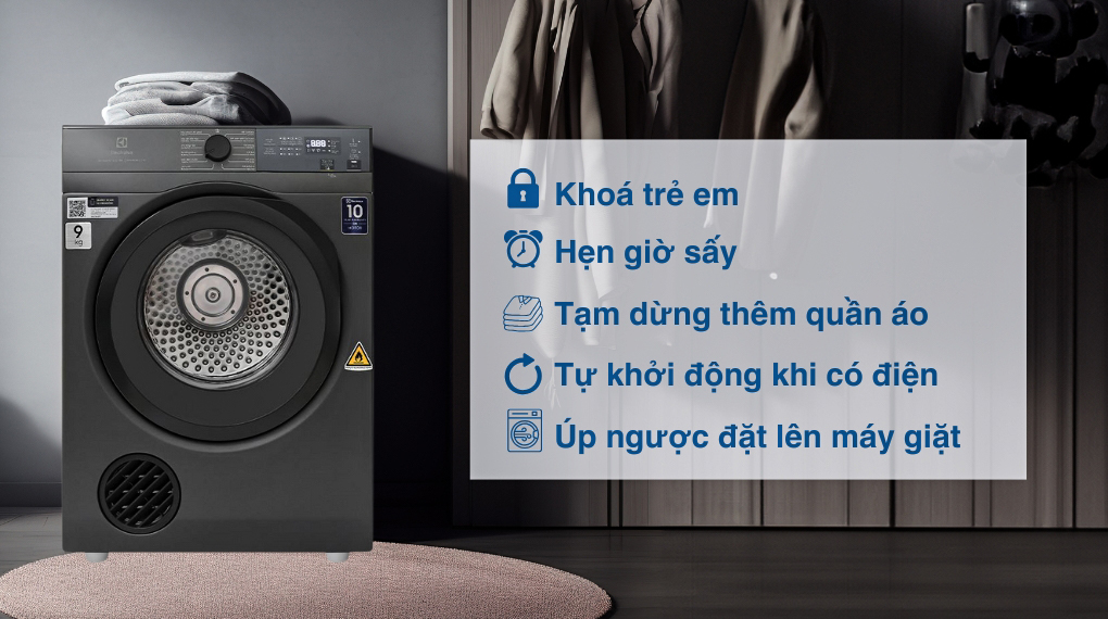 Máy Sấy Quần Áo Electrolux 9Kg EDV904N3SC
