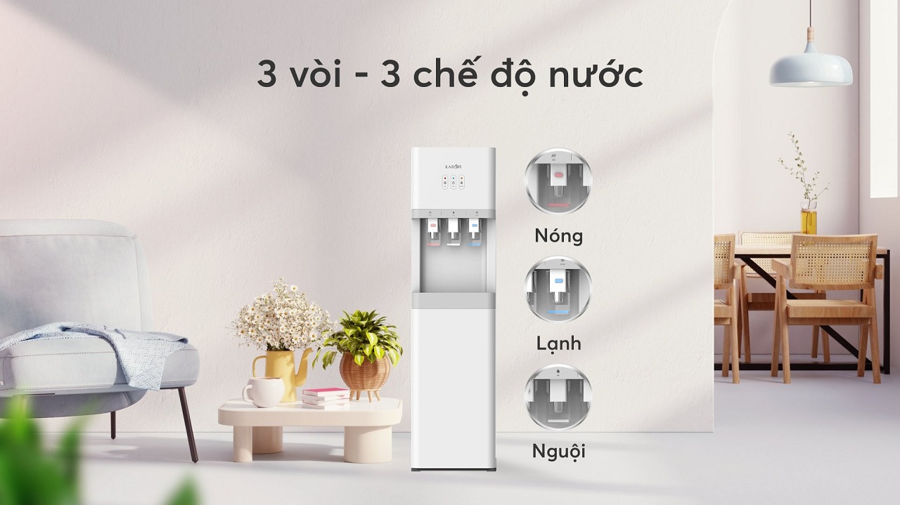Cây nước nóng lạnh Karofi 3 vòi HCV208 đỉnh cao công nghệ, thiết kế thời thượng