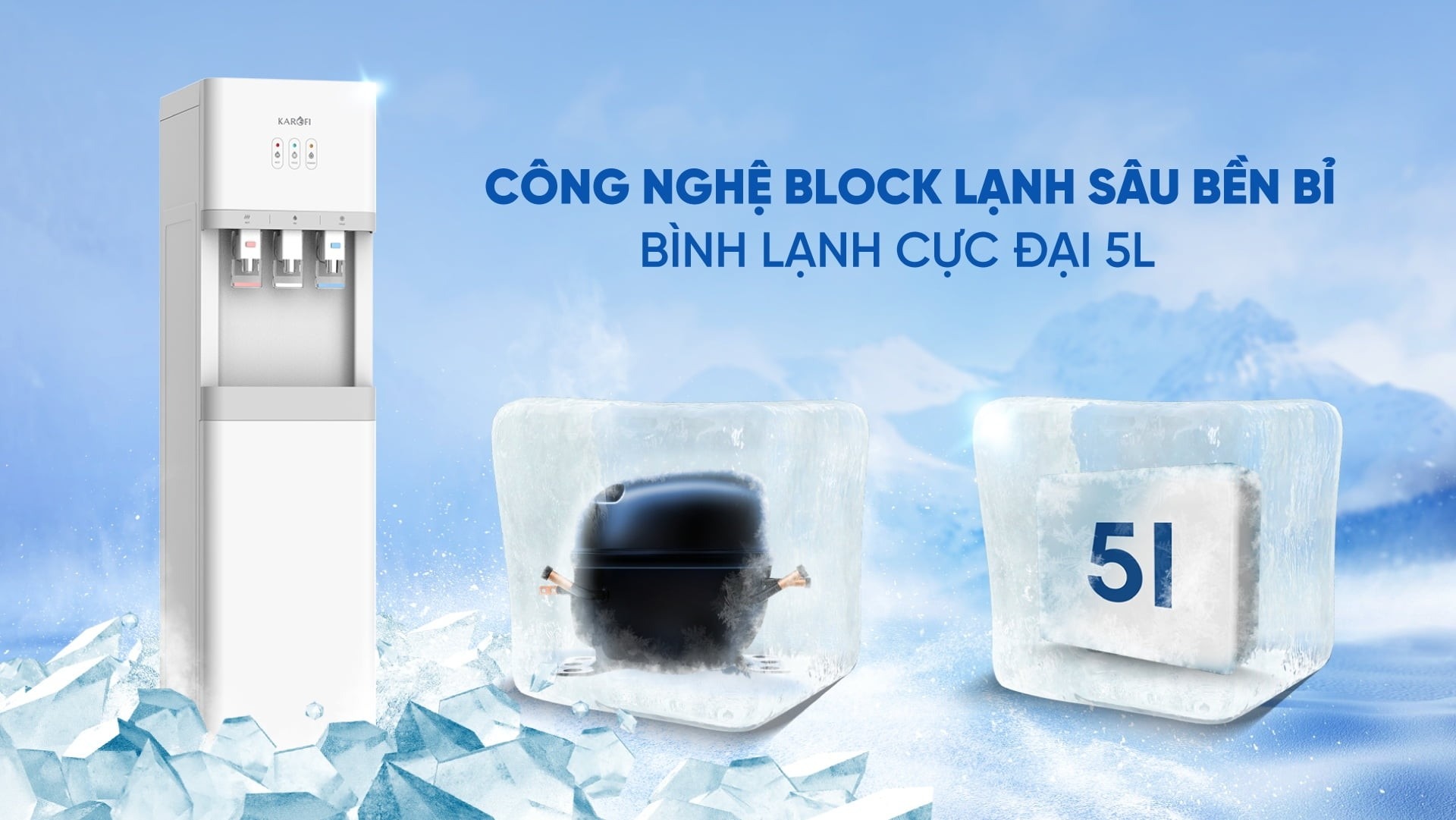 Cây nước nóng lạnh Karofi 3 vòi HCV209 đỉnh cao công nghệ trong từng giọt nước