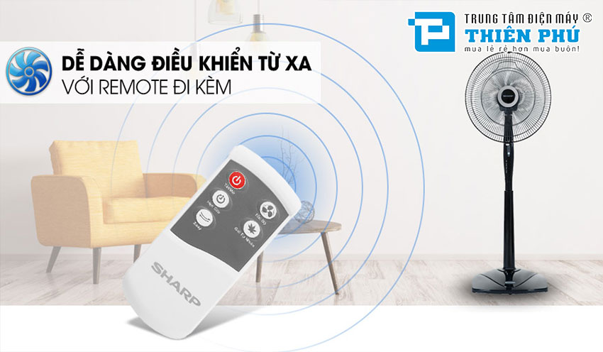 Quạt Cây Sharp PJ-S40RV-DG Có Điều Khiển