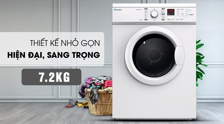 Máy sấy quần áo Casper TD-72VWD cho gia đình ít thành viên