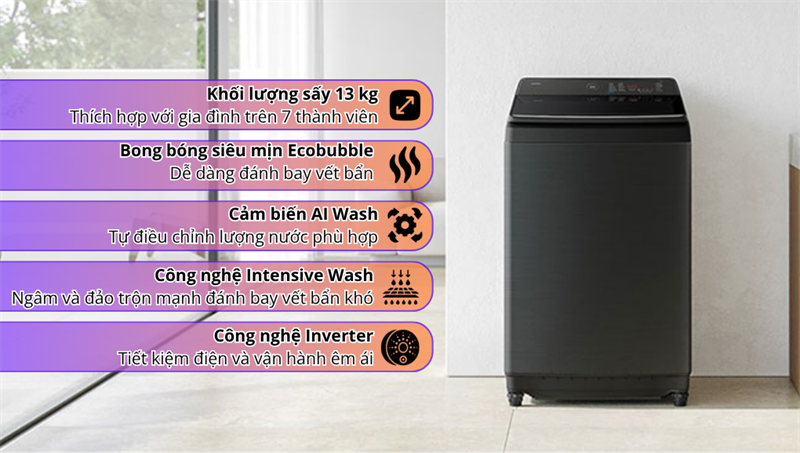 Tìm hiểu máy giặt samsung 13kg inverter WA80F13S5BSV mới ra mắt