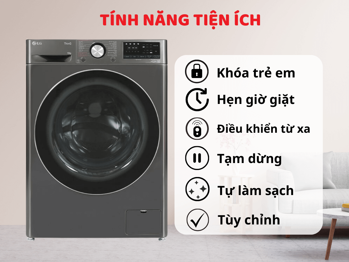 Vì sao máy giặt LG cửa ngang 10kg FV1410S4B được nhiều gia đình Việt tin chọn?