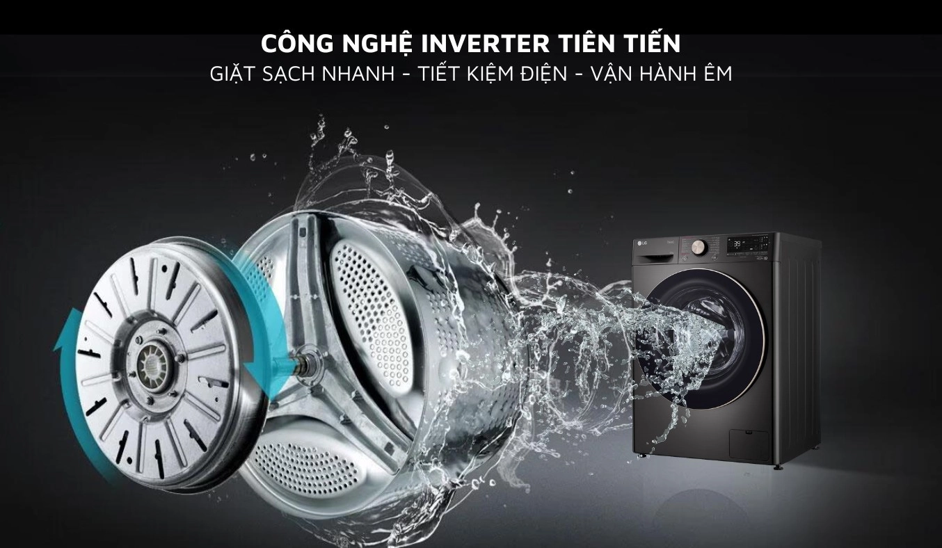 Máy giặt LG 12kg FV1412S3BA chuẩn 5 sao cho gia đình đông người