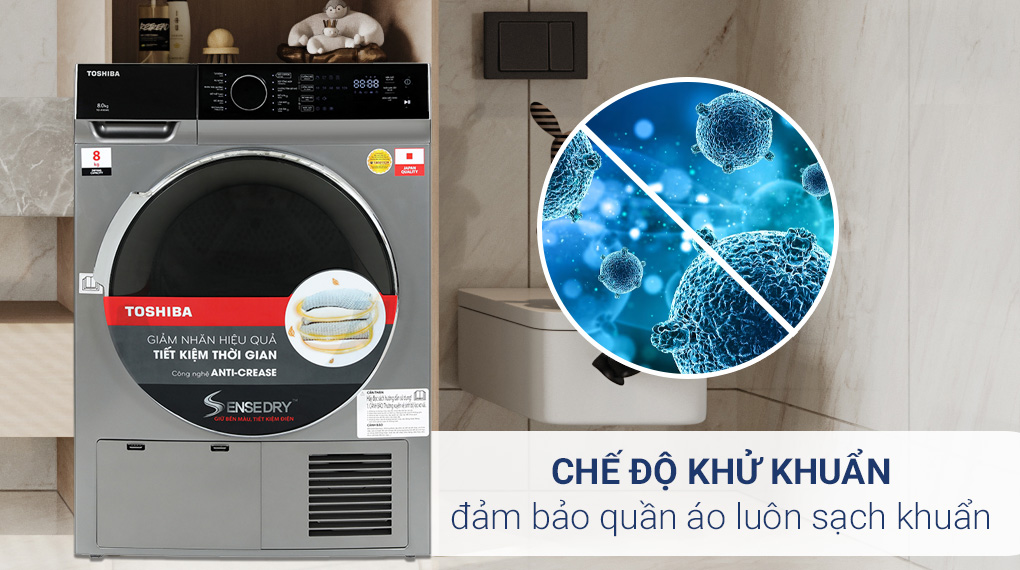 Máy sấy quần áo Toshiba 8kg TD-K90MEV(SK) sự lựa chọn hiện đại cho mọi gia đình