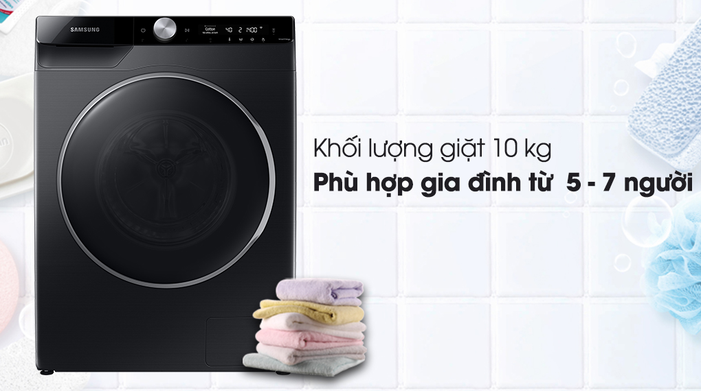 Đầu tư hiện đại cho gia đình với máy giặt samsung 10kg cửa ngang WW10T634DLX/SV