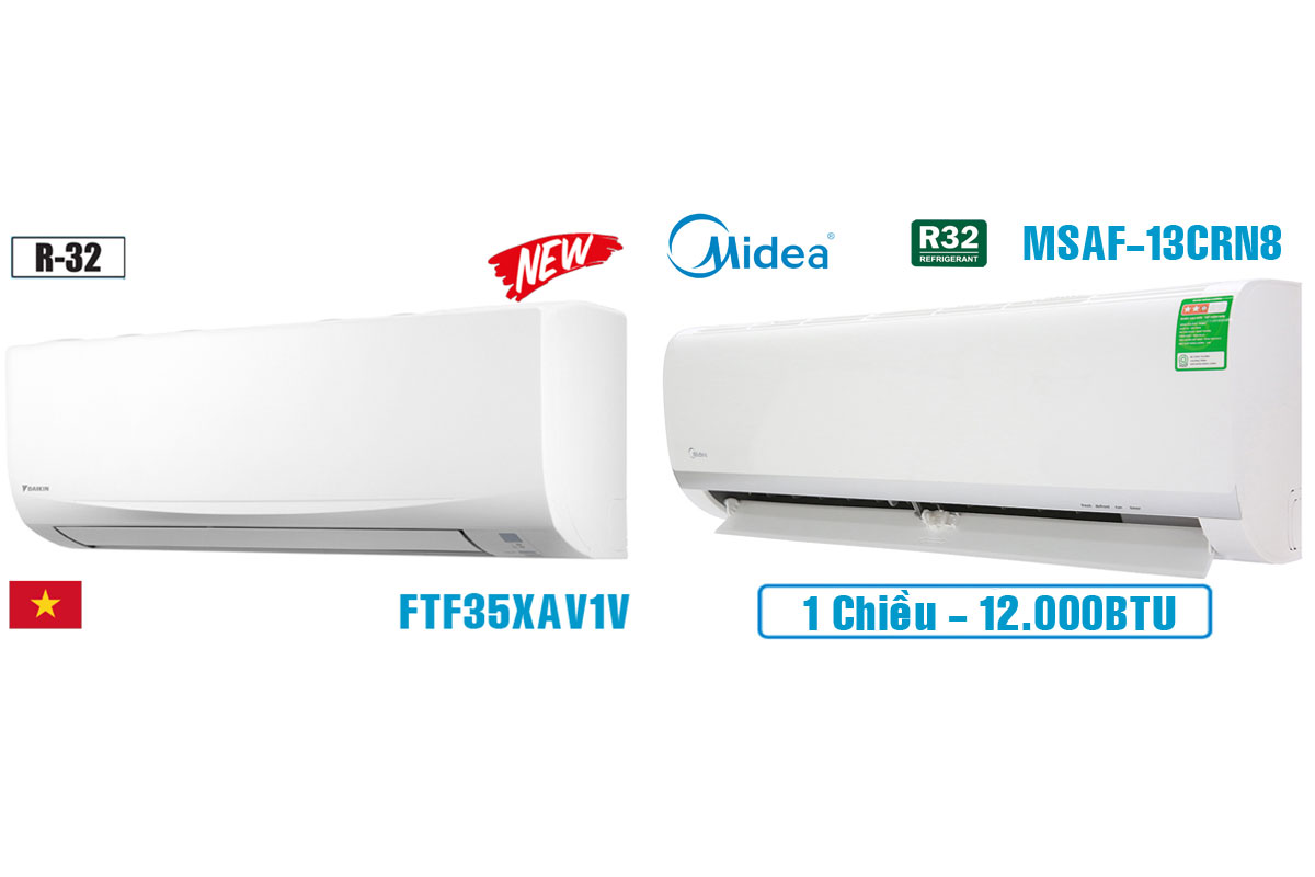 So sánh điều hòa Daikin FTF35XAV1V và Midea MSAFII-13CRN8, điều hòa 1 chiều nào tốt?
