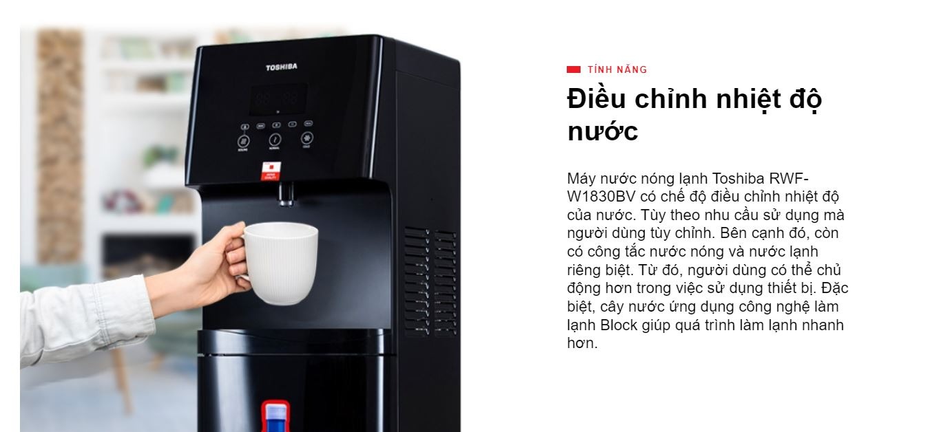 Cây nước nóng lạnh Toshiba 1 vòi RWF-W1830BV (K) đỉnh cao công nghệ, tối ưu hiệu suất cho mọi không gian