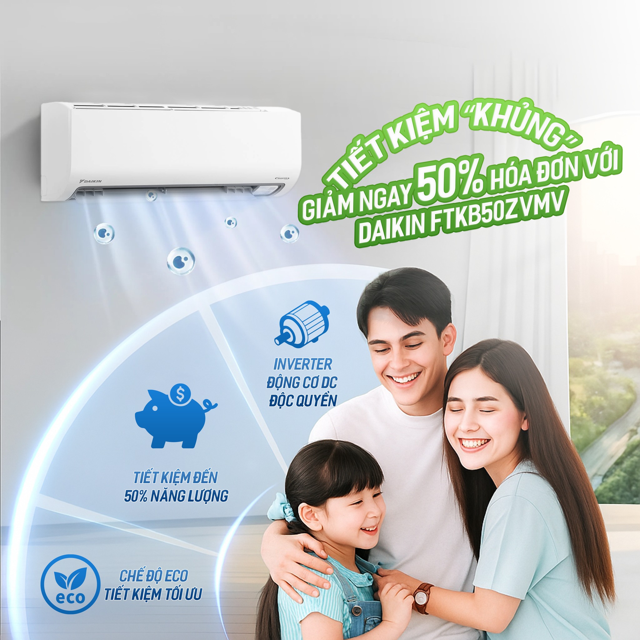 Điều hòa Daikin 18000btu FTKB50ZVMV, làm lạnh nhanh và kiểm soát độ ẩm cực tốt