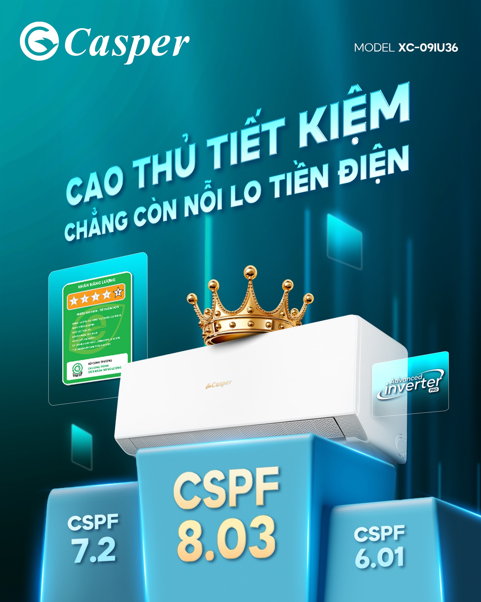 3 ưu điểm đáng tiền từ điều hòa Casper inverter XC-09IU38 cao cấp ra mắt 2025