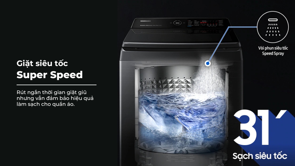 Máy giặt samsung lồng đứng 14Kg WA14CG5886BDSV - Giải  pháp cho gia đình đông thành viên