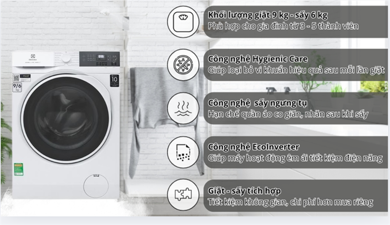 Máy giặt sấy Electrolux inverter EWW9024P3WC có ồn không? Đánh giá thực tế về độ ồn và rung lắc