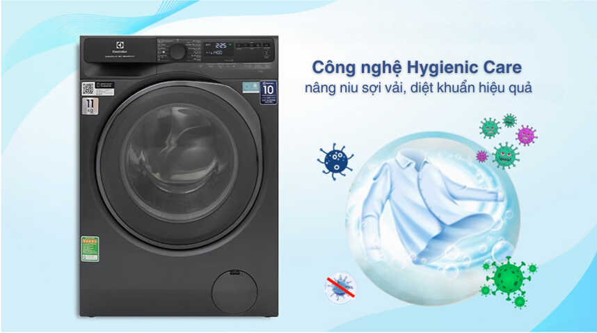 Máy giặt Electrolux 11Kg EWF1143R7SC giặt sạch và diệt khuẩn 99,99%, an toàn cho làn da nhạy cảm