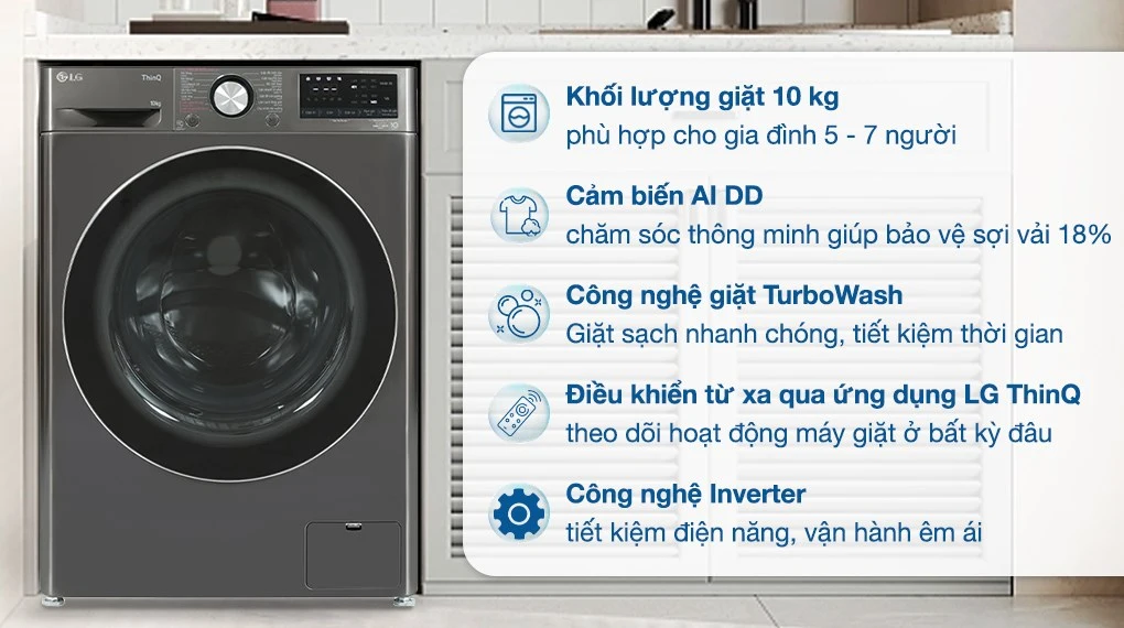 Khám phá 2 máy giặt LG 10kg FV1410S4W1 và FV1410S4B - Nên dùng model nào? 