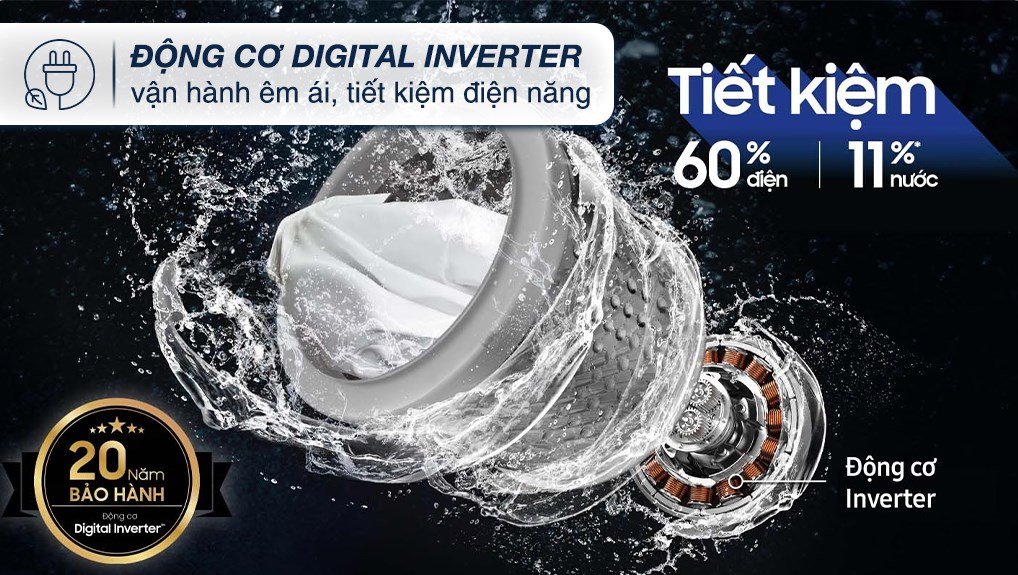 Hướng dẫn sử dụng máy giặt samsung 12Kg WA12CG5745BV/SV để tiết kiệm điện, tiết  kiệm nước hiệu quả 
