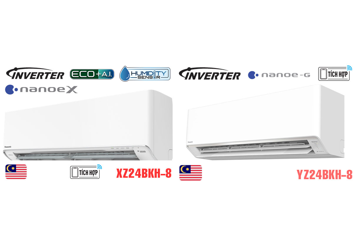 So sánh điều hòa Panasonic 2 chiều CS-XZ24BKH-8 và CS-YZ24BKH-8 có gì khác biệt?