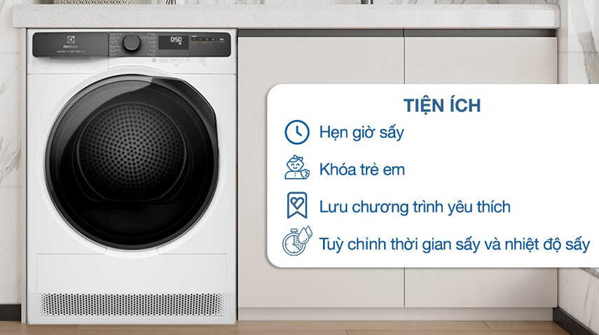 Máy sấy quần áo Electrolux EDH803J5WC giải pháp tối ưu cho ngày mưa gió