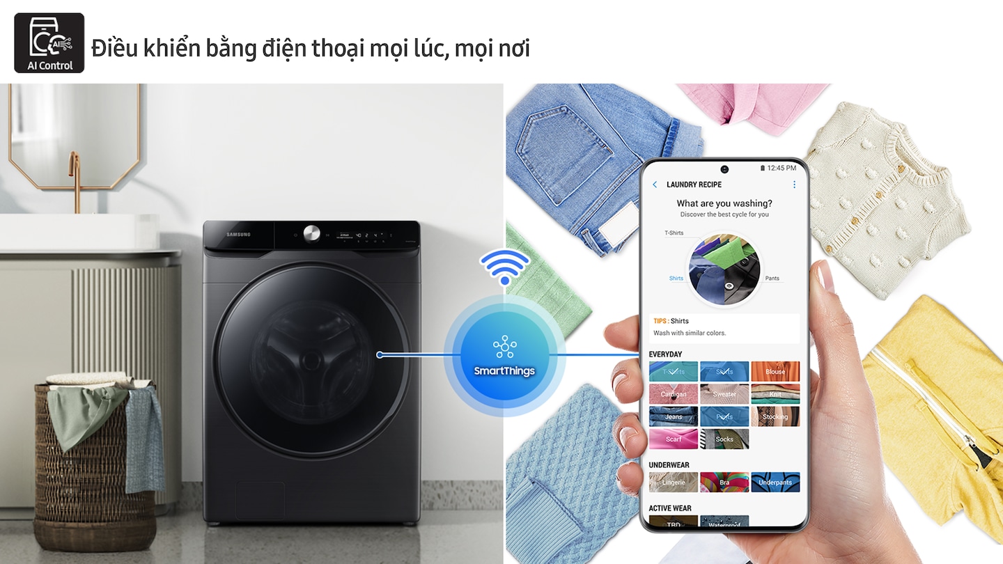 Hướng dẫn cài đặt và sử dụng AI Control trên máy giặt Samsung inverter WW10T634DLX/SV chi tiết từng bước