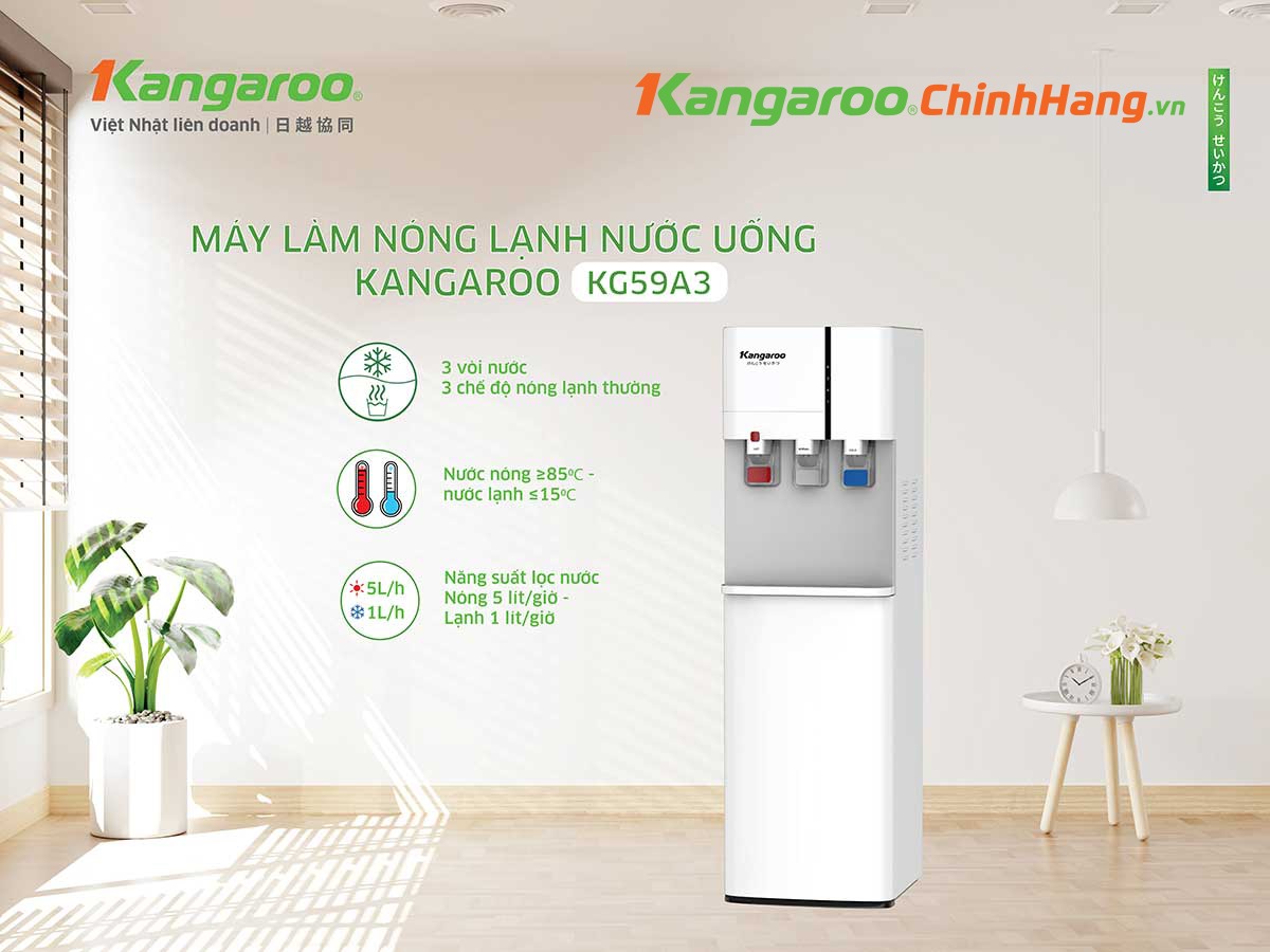 Đánh giá cây nước nóng lạnh Kangaroo hút bình KG59A3 công nghệ hiện đại, thiết kế tinh tế